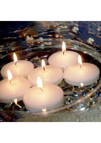 Vıp Dekor Düğün Mumları White Floating Water Candle 24 Adet Beyaz Su Mumu Suda Yüzen Mum Huvuz Mumu