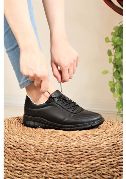 1684 Hakiki Deri Anatomik Tabanlı Bayan Günlük Ayakkabı - NKT01684-SIYAH-41 modelleri