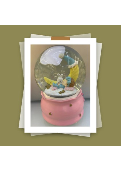 Ay Bebek Babu Gift Moon Kar Küresi Değişen Işıklı 100 mm Püskütmeli 15X10CM