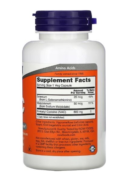 Nac, 600 mg 100 Veg Capsules fiyatları
