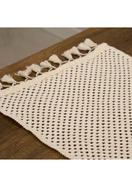 Özel Tasarım Pamuk Örme Dantel Ponponlu Runner Masa Örtüsü 45 x 150 cm fiyatları