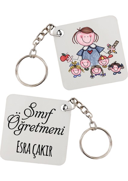 Bayan Sınıf Öğretmenine Öğretmenler Günü Hediyesi Isimli Kişiye Özel Anahtarlık