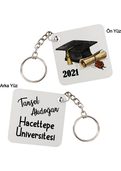 Mezuniyet Hediyesi Isim Baskılı Kişiye Özel Anahtarlık