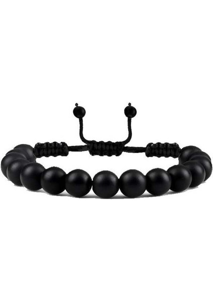 Makrome Örme Oniks Erkek Doğal Taş Bileklik