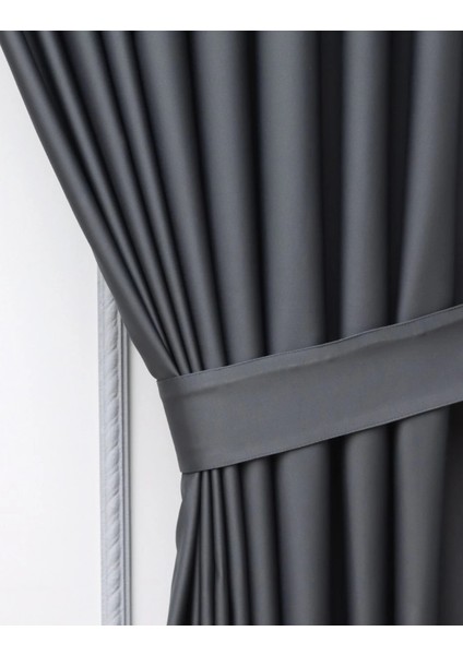 Lüx Saten Blackout Karartma Güneşlik Perde Düz Pilesiz - Antrasit fiyatları