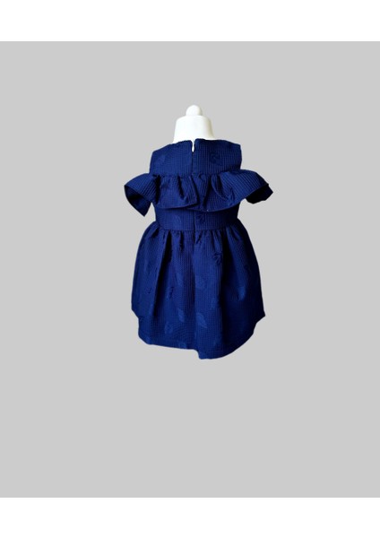 Kiraz Desenli Kol Detaylı Lacivert Elbise fiyatları