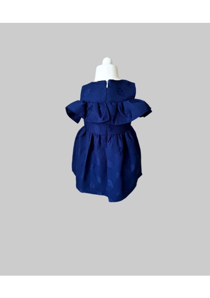 Kiraz Desenli Kol Detaylı Lacivert Elbise modelleri