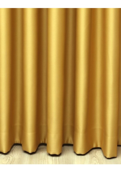 Lüx Saten Blackout Karartma Güneşlik Perde Düz Pilesiz - Sarı fiyatları