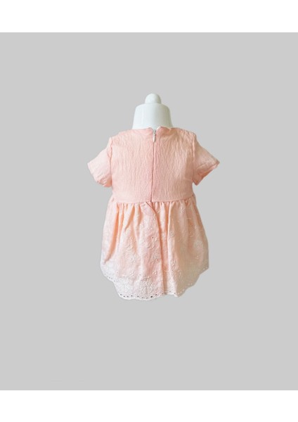 Güpürlü Jakarlı Somon Renk Bebek Elbise fiyatları