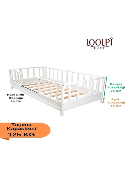 Loolpi Home Unisex Bebek ve Çocuk Karyolası Doğal Ahşap Yatak