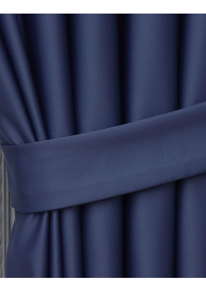 Lüx Saten Blackout Karartma Güneşlik Perde Düz Pilesiz - Lacivert fiyatları