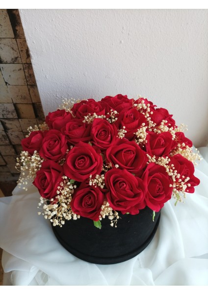 Battal Boy Siyah Kadife Kutuda Kız Isteme Çiçeği/kırmızı Gül Yapay Söz Çiçeği fırsatları