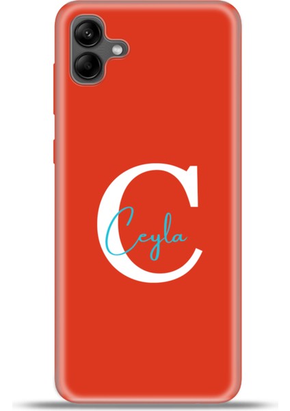 Samsung Galaxy A04 Kılıf Silikon Esnek Kamera Koruma Kişiye Özel Isim Harf Zao Kırmızı - C