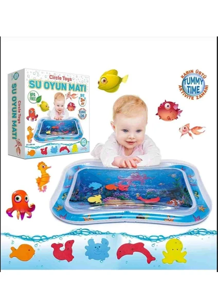 Bebek Su Oyun Matı Tummy Time Karın Üstü Aktivite Zamanı - Ahtapot Ahtapotlu