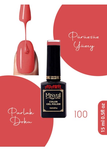 15 ml Misyul Profesyonel Mercan Rengi Kalıcı Oje MIS-100