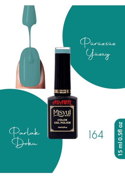 15 ml Misyul Profesyonel Petrol Yeşili Kalıcı Oje MIS-164