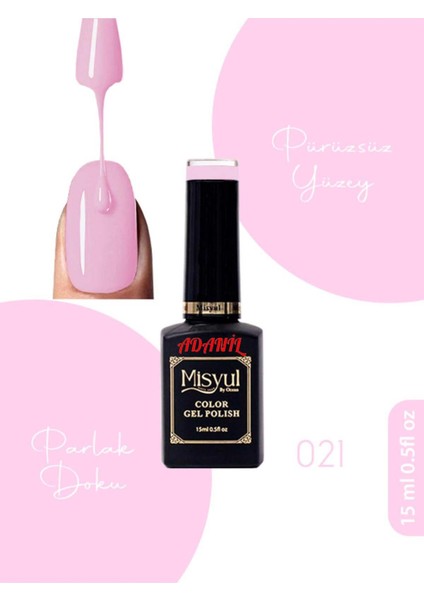 15 ml Misyul Profesyonel Pembe Kalıcı Oje MIS-021