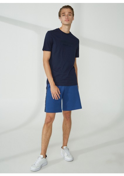 Bisiklet Yaka Düz Lacivert Erkek T-Shirt Emboss T-Shırt fiyatları