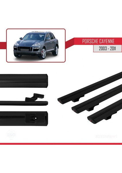Porsche Cayenne 2003-2011 Arası ile Uyumlu Basıc Model Ara Atkı Tavan Barı Siyah 3 Adet modelleri