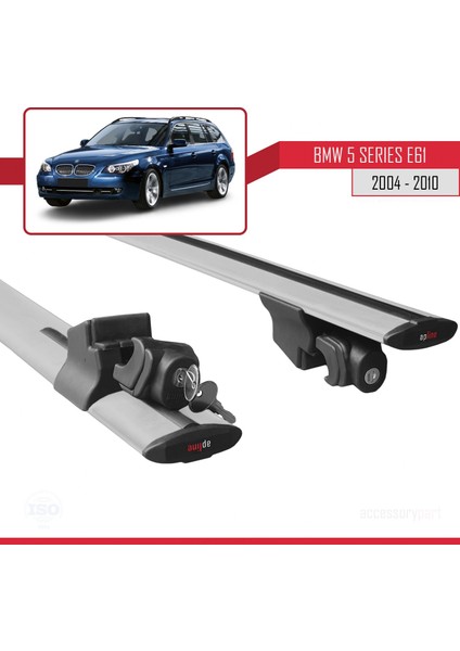 Bmw 5 Serisi (E61) 2004-2010 Arası ile Uyumlu Hook Model Anahtar Kilitli Ara Atkı Tavan Barı Gri indirimleri