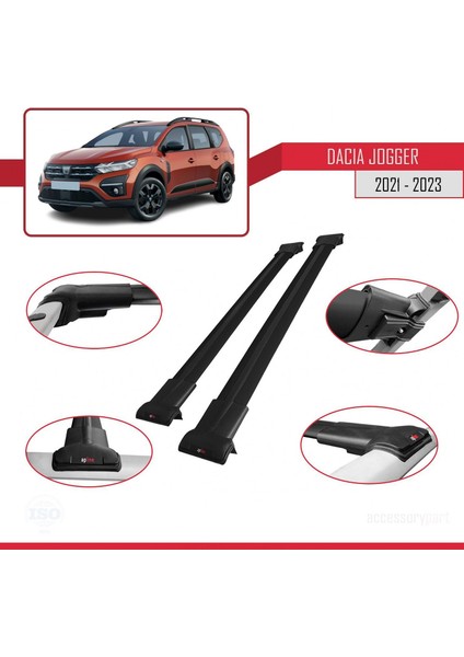 Dacia Jogger 2021 ve Sonrası ile Uyumlu Fly Model Ara Atkı Tavan Barı Siyah