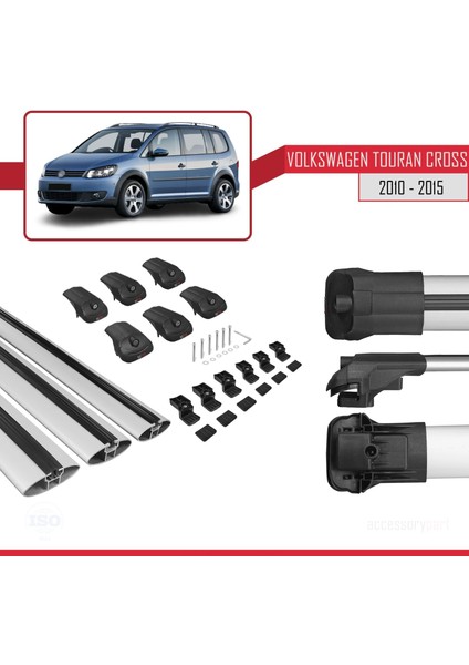 Volkswagen Touran 2010-2015 Arası ile Uyumlu Ace-1 Ara Atkı Tavan Barı Gri 3 Adet Bar indirimleri