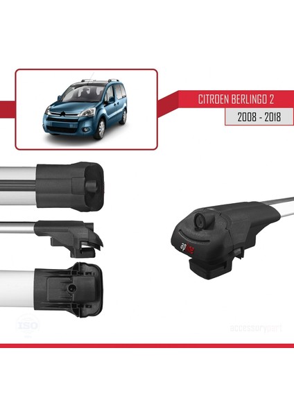 Citroen Berlingo 2008-2018 Arası ile Uyumlu Ace-1 Ara Atkı Tavan Barı Gri 4 Adet Bar