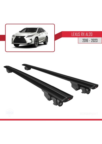 Lexus Rx (AL20) 2016 ve Sonrası ile Uyumlu Hook Model Anahtar Kilitli Ara Atkı Tavan Barı Siyah fırsatları