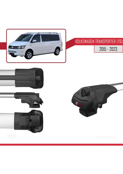 Volkswagen Transporter (T6) 2015 ve Sonrası ile Uyumlu Ace-1 Ara Atkı Tavan Barı Gri 4 Adet Bar
