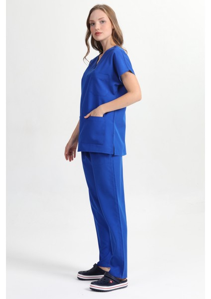 Kadın Likralı Pamuk Scrubs Yarasakol Doktor Hemşire Forma Takımı Saks fiyatları
