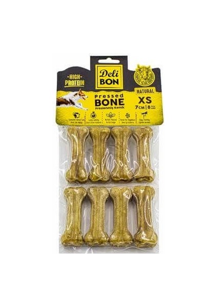 Deri Press Köpek Kemik 7cm Xs Boy 8li Paket Naturel - Farmapets