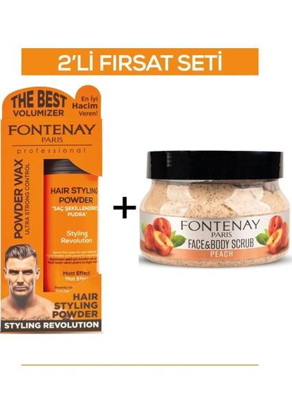 Pudra Toz Wax Turuncu 20 gr + Face And Body Peeling Scrub Yüz Maskesi Şeftali 350 ml 2'li Set