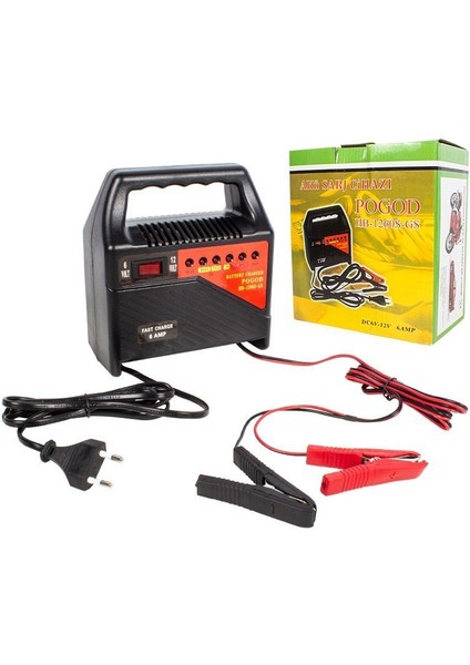 Pogod HB-1260S-GS 6 Volt - 12 Volt 6 Amper Ledli Göstergeli Akü Şarj aleti