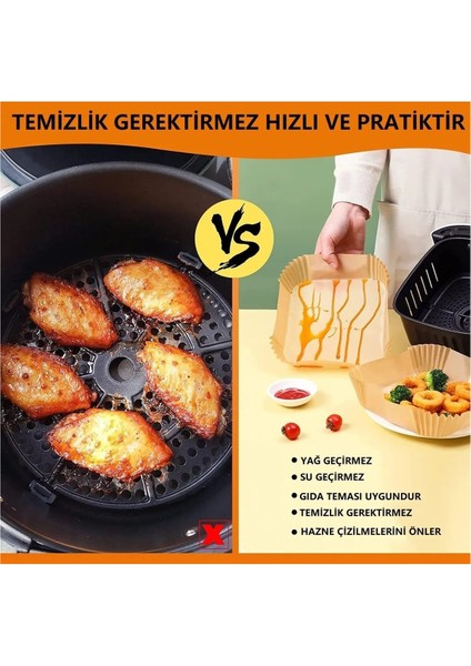 Airfryer Pişirme Kağıdı Xl-Xxl Büyük Boy Kare 200 Adet Hava Fritöz Parşömen Kağıdı Fırın Kağıdı Tek Kullanımlık Hava Fritöz Kağıt Fırın Sıcak Hava Fritöz Pişirme Kızartma Tavası Için Uygun 20CM