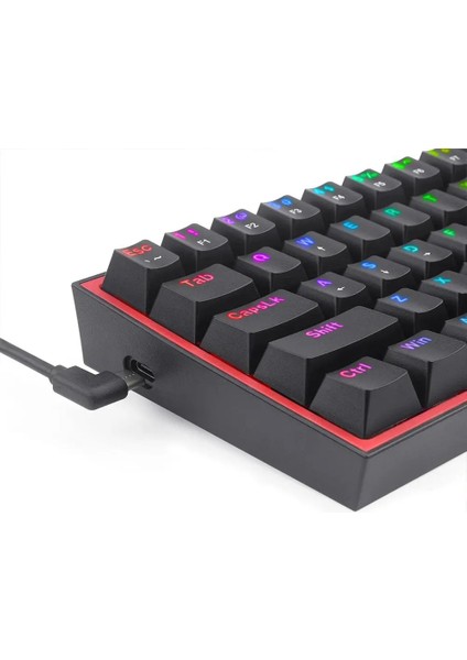 K617-RGB Fızz Rgb %60 Kablolu Mekanik Klavye, Türkçe, Red Switch, Siyah