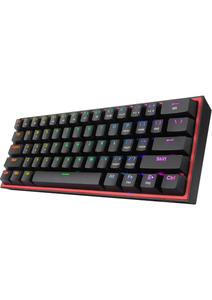 K617-RGB Fızz Rgb %60 Kablolu Mekanik Klavye, Türkçe, Red Switch, Siyah