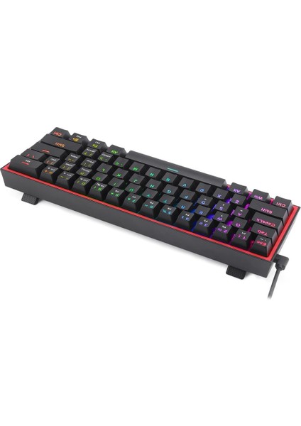 K617-RGB Fızz Rgb %60 Kablolu Mekanik Klavye, Türkçe, Red Switch, Siyah