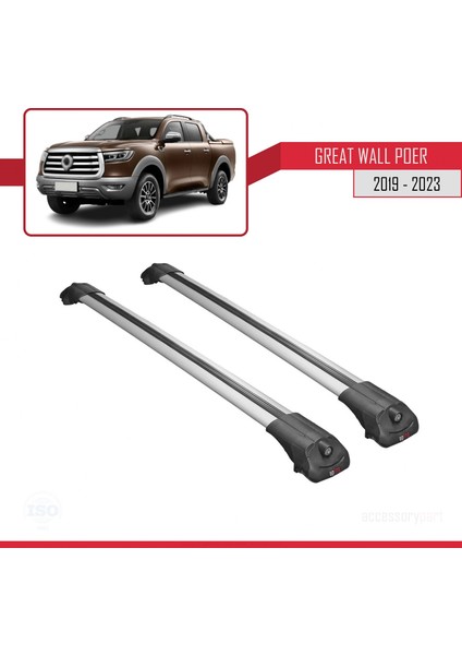 Great Wall Poer 2019 ve Sonrası ile Uyumlu Ace-1 Ara Atkı Tavan Barı Gri
