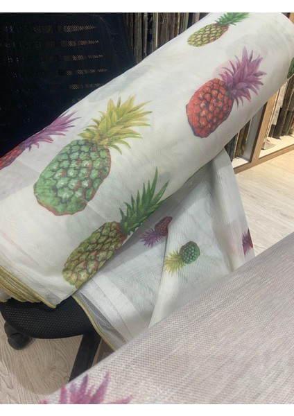 Eteği Ananas Desenli Keten Pilesiz Tül Perde Ekstrafor Büzgü fiyatları