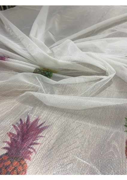 Eteği Ananas Desenli Keten Pilesiz Tül Perde Ekstrafor Büzgü modelleri