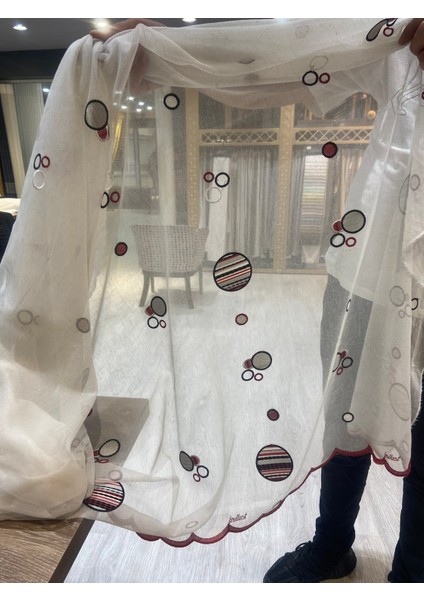 Nakış Detaylı Keten Pilesiz Tül Perde Ekstrafor Büzgü fırsatları