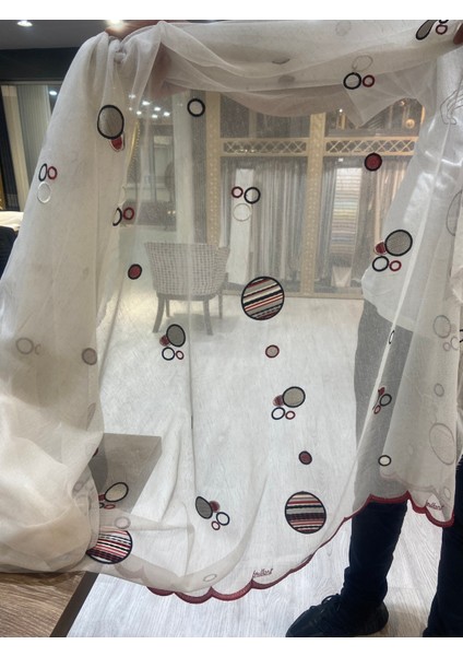 Nakış Detaylı Keten Pilesiz Tül Perde Ekstrafor Büzgü indirimleri