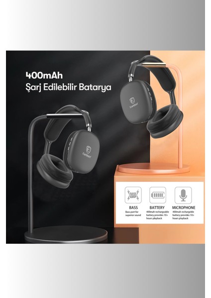 BH102 Kafaüstü 14 Saat Kullanım Gürültü Engellemeli Fuchsia Bluetooth Kulaklık