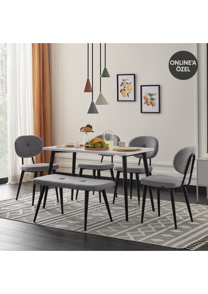 Enza Home Palladio Mutfak Masası Bench - Koyu Gri