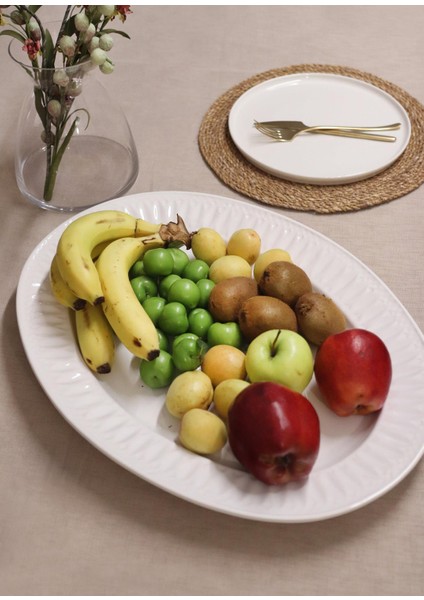 Grande Servis Tabağı Beyaz 41x31 Cm