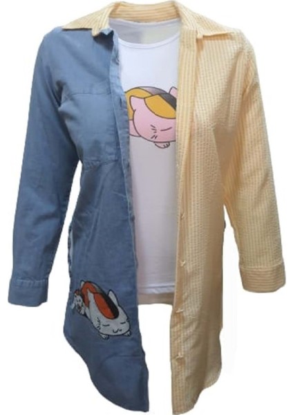 Kadın Kot Gömlek Içi T-Shirt Ikili Takım 222 modelleri