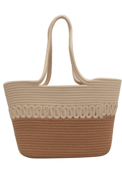 Omuz Çantası Içi Boş Pamuklu Dokuma Çanta Büyük Kapasiteli Çim Dokuma Çanta (Yurt Dışından)