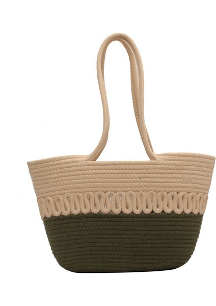 Omuz Çantası Içi Boş Pamuklu Dokuma Çanta Büyük Kapasiteli Çim Dokuma Çanta (Yurt Dışından)