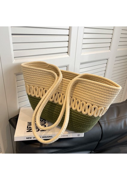 Omuz Çantası Içi Boş Pamuklu Dokuma Çanta Büyük Kapasiteli Çim Dokuma Çanta (Yurt Dışından) modelleri