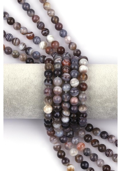 Botswana Akik Doğal Taş Dizi 8 mm Fasetli Küre Kesim